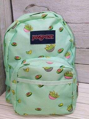 Jansport Halfpint 11"t Avacado Chip Dip Mint Green Zip Pockets Mini Backpack